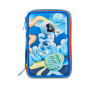 ASTUCCIO triplo scomparto SPACE RIDE BOY con 3 zip SJ GANG seven COMPLETO di materiale SCUOLA