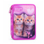 ASTUCCIO triplo scomparto COLOUR CODE animal ROSA con 3 zip GATTO completo di materiale SEVEN