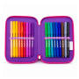 ASTUCCIO triplo scomparto COLOUR CODE animal ROSA con 3 zip GATTO completo di materiale SEVEN