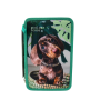 ASTUCCIO triplo scomparto COLOUR CODE animal VERDE con 3 zip CANE completo di materiale SEVEN