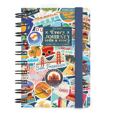 AGENDA 2027 legami TRAVEL STICKERS giornaliera DAY da 12 mesi SMALL fotografica SPIRALATA