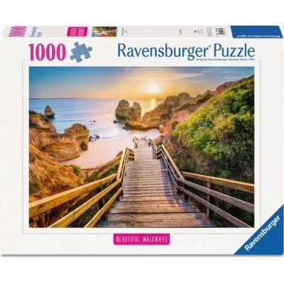 PUZZLE 1000 PEZZI ravensburger STAIRWAY TO CAMILO BEACH ALGARVE beautiful walkways 70 X 50 CM