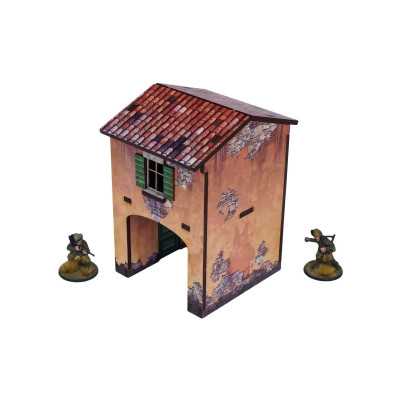 ITALY GATE HOUSE elemento scenico WW2 micro art studio DIPINTO prepainted