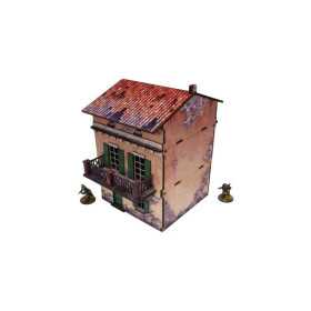 ITALY BALCONY HOUSE elemento scenico WW2 micro art studio DIPINTO prepainted