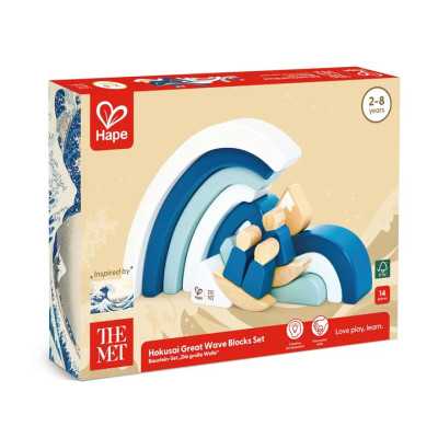HOKUSAI GREAT WAVE BLOCKS SET the met HAPE in legno E0537 gioco EQUILIBRIO età 2+