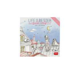 CALENDARIO 2027 da parete LIFE IS BETTER WITH CATS quadrato LEGAMI cm18x18