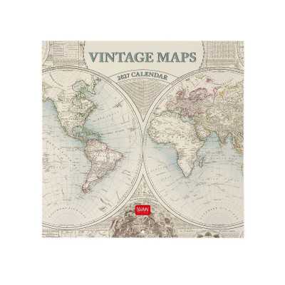 CALENDARIO 2027 da parete VINTAGE MAPS quadrato LEGAMI cm30x30