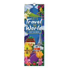 CALENDARIO 2027 da parete LET'S TRAVEL THE WORLD legami VERTICALE cm16x49