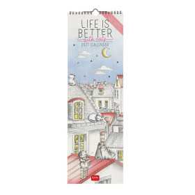 CALENDARIO 2027 da parete LIFE IS BETTER WITH CATS legami VERTICALE cm16x49