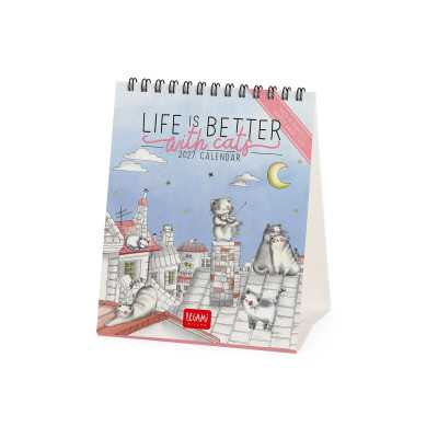CALENDARIO 2027 da tavolo LIFE IS BETTER WITH CATS legami PER SCRIVANIA cm12x14,5