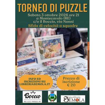 ISCRIZIONE AL TORNEO DI PUZZLE - sabato 3 ottobre 2026 a Montecavolo - RE
