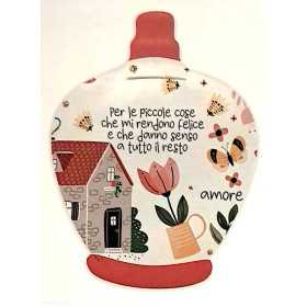 SALVADANAIO in ceramica PER LE PICCOLE COSE CHE MI RENDONO FELICE italian joy