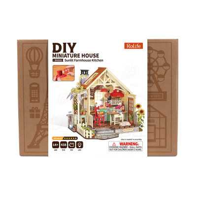 SUNLIT FARMHOUSE KITCHEN diy MINIATURE HOUSE rolife IN LEGNO robotime DH101 età 14+