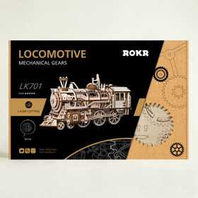 LOCOMOTIVE diy MECHANICAL GEARS rokr IN LEGNO robotime LK701 età 14+
