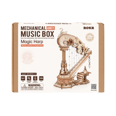 MECHANICAL MUSIC BOX diy MAGIC HARP rokr IN LEGNO robotime AMK71 età 14+