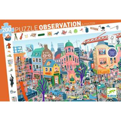 PUZZLE observation LA CITTA' the city 200 PEZZI djeco DJ07515 età 6+