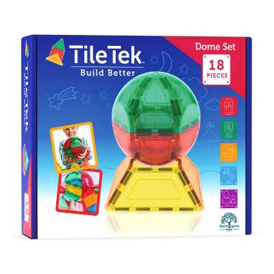 DOME SET costruzioni magnetiche TILETEK in plastica trasparente 18 PEZZI tridimensionale 3D KIT età 3+