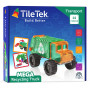 MEGA RECYCLING TRUCK costruzioni magnetiche TILETEK plastica trasparente 14 PEZZI tridimensionale TRANSPORT SET età 3+