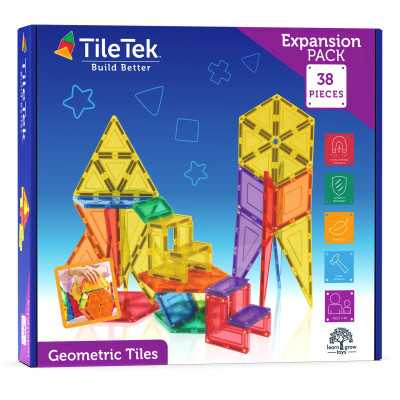 GEOMETRIC TILES costruzioni magnetiche TILETEK plastica trasparente 38 PEZZI tridimensionale EXPANSION PACK età 3+