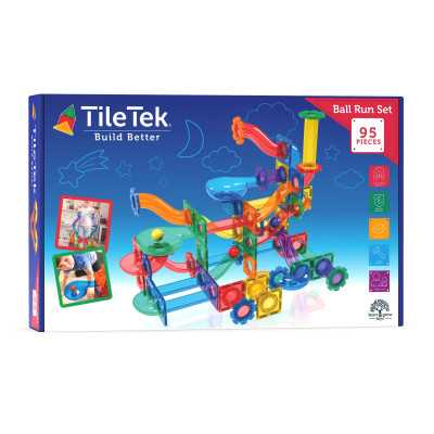 BALL RUN SET costruzioni magnetiche TILETEK plastica trasparente 95 PEZZI tridimensionale KIT 3D età 3+