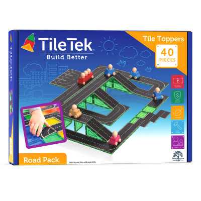 TILE TOPPERS costruzioni magnetiche TILETEK in plastica e legno 40 PEZZI tridimensionale ROAD PACK età 3+