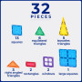 STARTER SET costruzioni magnetiche TILETEK in plastica 32 PEZZI tridimensionale 3D KIT età 3+