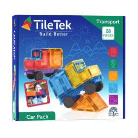 CAR PACK costruzioni magnetiche TILETEK in plastica 28 PEZZI tridimensionale TRANSPORT età 3+