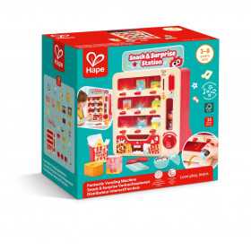 VENDING MACHINE snack & surprise station HAPE playset 32 PEZZI gioco di imitazione DISTRIBUTORE AUTOMATICO età 3+