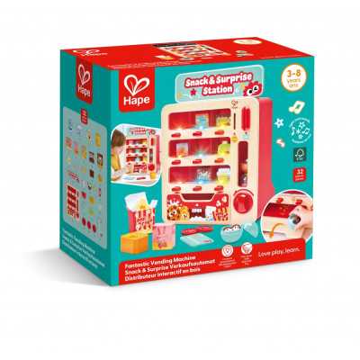 VENDING MACHINE snack & surprise station HAPE playset 32 PEZZI gioco di imitazione DISTRIBUTORE AUTOMATICO età 3+
