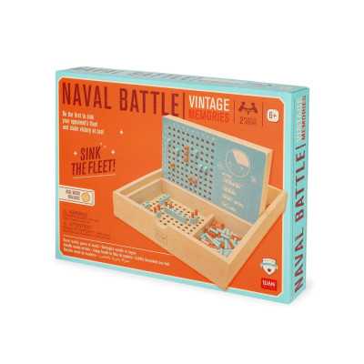 BATTAGLIA NAVALE IN LEGNO vintage memories LEGAMI gioco CLASSICO portatile NAVAL BATTLE età 6+