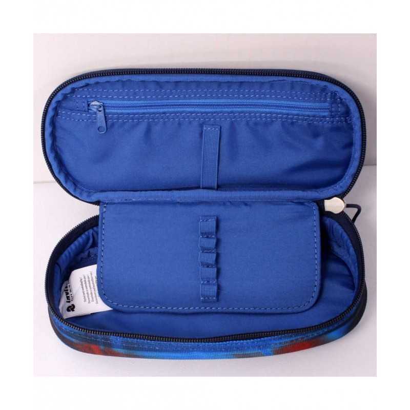 Portapenne INVICTA LIP PENCIL BAG Blu - Astuccio Con Scomparto Interno E Taschino, Misure 22x9x5,5 Cm