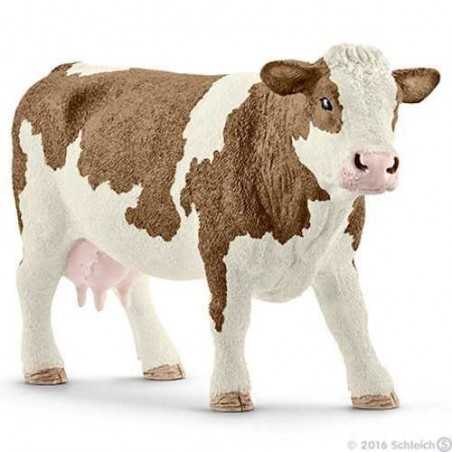MUCCA PEZZATA ROSSA SIMMENTAL animali in resina SCHLEICH miniature 13801 Farm Life COW