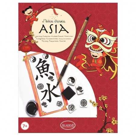 KIT SCRITTURA ASIA ideogrammi stile asiatico CALLIGRAFIA scrivo il mio nome ALADINE kit artistico ETA' 7+