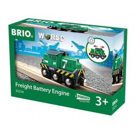 LOCOMOTIVA TRENO MERCI trenino BRIO WORLD treni in legno 33214 a batteria FREIGHT BATTERY ENGINE età 3+