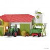 Set TRATTORE CON RIMORCHIO gioco SCHLEICH miniature in resina FARM WORLD kit fattoria 42379 età 3+