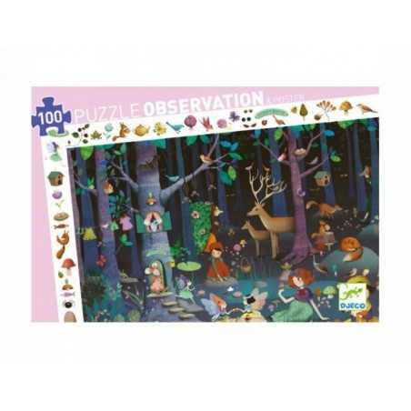 Puzzle scoperta OBSERVATION foresta incantata 100 PEZZI grandi FORET ENCHANTEE con poster 5+