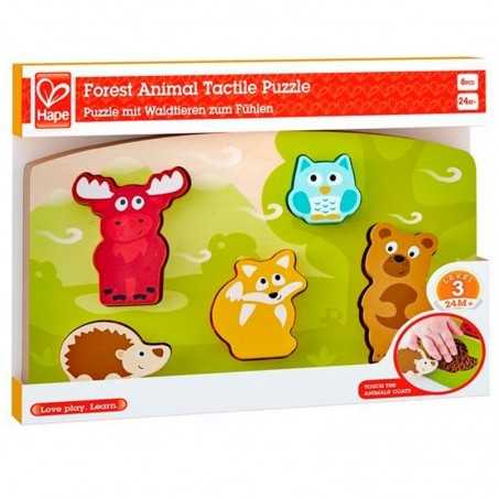 PUZZLE TATTILE ANIMALI DELLA FORESTA forest animal tactile puzzle HAPE gioco in legno E1621 da 24 mesi +