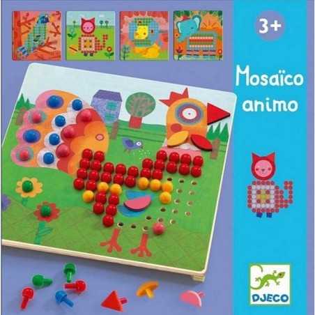MOSAICO ANIMO kit artistico 8 TAVOLE gioco DJ08137 pedine colorate DJECO età 4+