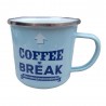 TAZZA mug COFFEE BREAK ILLAVOROMIINSEGUEMAIOSONOPIUVELOCE in metallo AZZURRA h&h