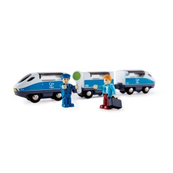 TRENO INTERCITY trenino VAGONI in legno e plastica HAPE gioco E3728 età 3+