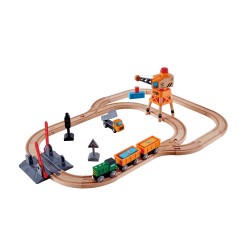 SET ferrovia PASSAGGIO A LIVELLO E GRU trenino TRENO in legno HAPE gioco E3732 età 3+