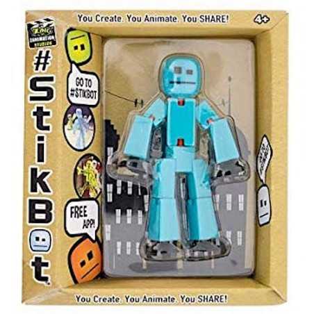 STIKBOT personaggio STIK umano AZZURRO PIENO zanimation studios SNODATO età 4+ Stikbot - 1