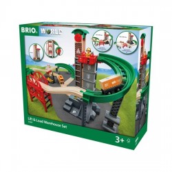 SET MAGAZZINO SOLLEVA E CARICA treni in legno BRIO trenino 33887 lift & load warehouse WORLD età 3+ BRIO - 1