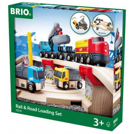 SET CAVA CON FERROVIA E STRADA rail & road loading set BRIO WORLD in legno e plastica 33210 trenino 3+ BRIO - 1