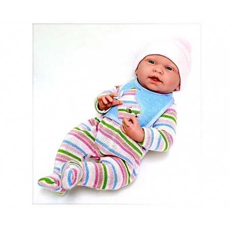 BEBE' neonata BIMBA con tutina a righe NEWBORN pupazzo BERENGUER boutique REALISTICO età 2+ BERENGUER BOUTIQUE - 1