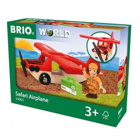 AEROPLANO SAFARI airplane BRIO WORLD in legno e plastica CON PESONAGGIO e carico 33963 età 3+