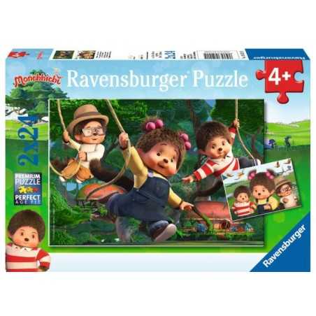 MONCHHICHI amici di avventure 2 PUZZLE da 24 pezzi RAVENSBURGER 26 x 18 cm CON POSTER età 4+