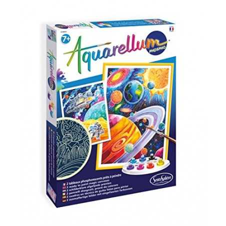 AQUARELLUM PHOSPHO sentosphere COSMO kit artistico SET creativo SPAZIO 2 quadri + colori e pennello 7+