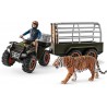 Set ATV QUAD CON RIMORCHIO TIGRE E RANGER jungle SCHLEICH kit gioco WILD LIFE 42351 miniature in resina 5+