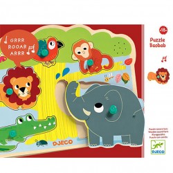 PUZZLE SONORO in legno BAOBAB gioco di incastri DJECO manualità DJ01708 età 18 mesi + Djeco - 1